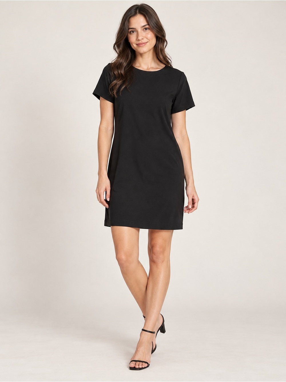 Vintage Talbots Petites Black Short Sleeve Shift Dress Women’s Size 14P